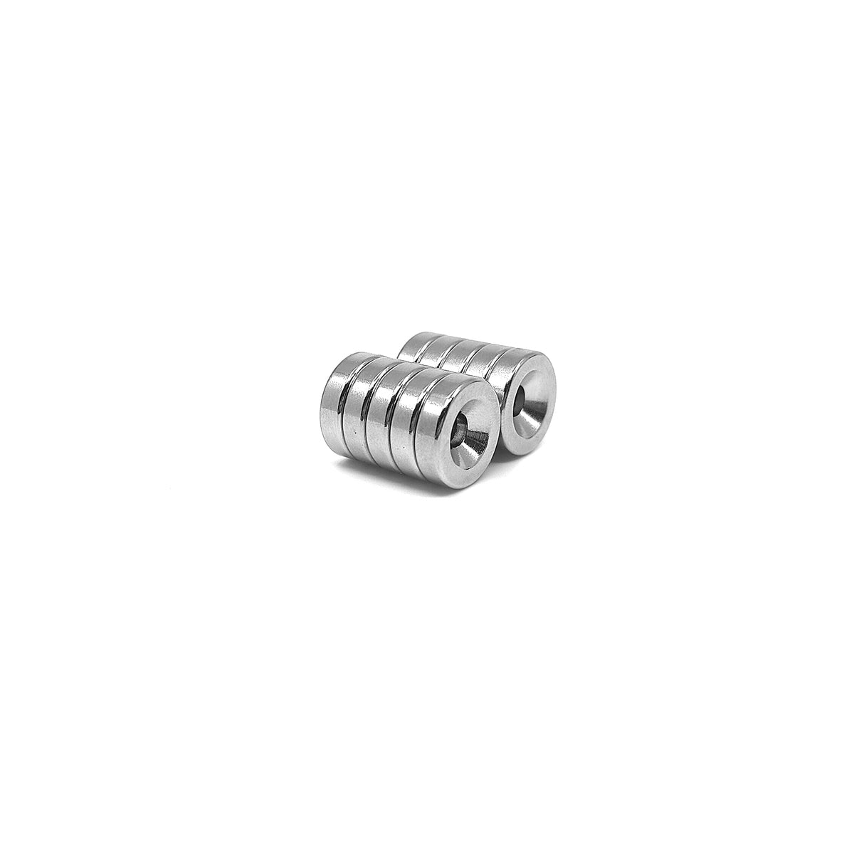 Undersænket powermagnet, Ring 15x4 mm. (N + S) 10-pak