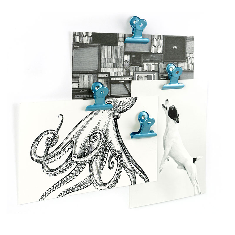 Magnetklemmer skyblue, Bulldog Mini 4-pak