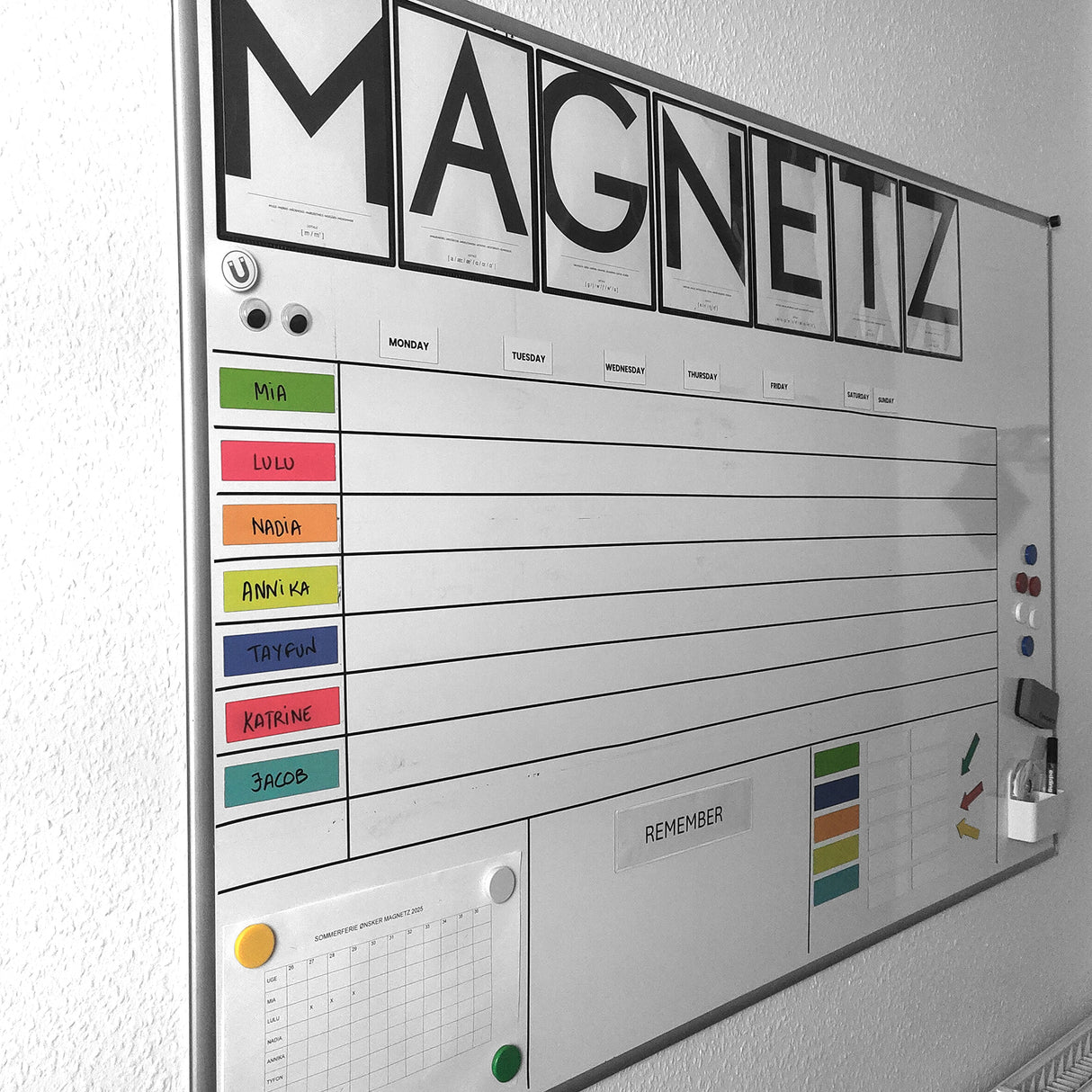 Weekdays - Ugedage på engelsk - Magnetsæt (7-pak)