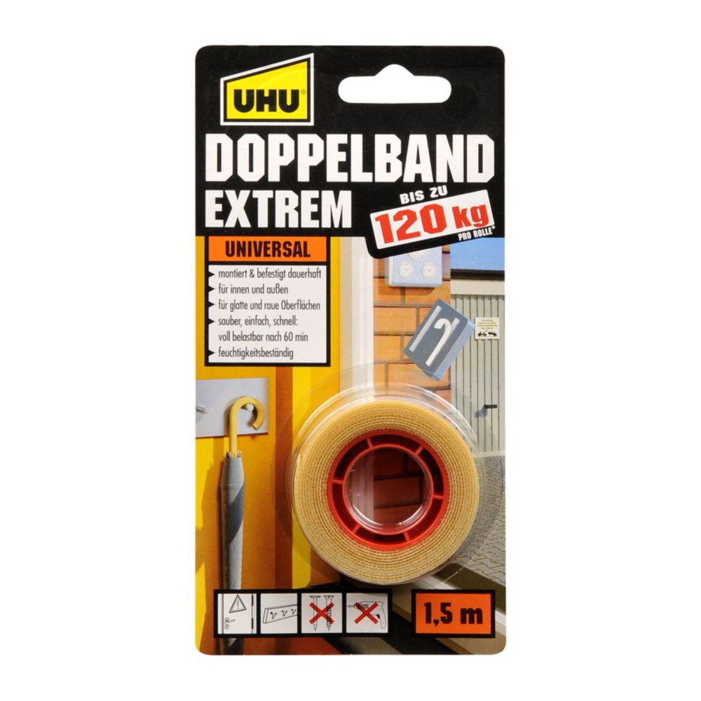 UHU dobbeltklæbende tape (rulle 1,5 meter)