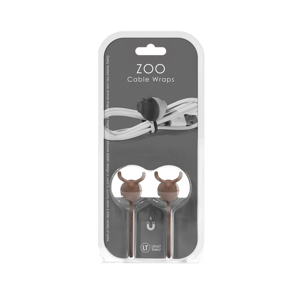 ZOO wrap kabelholder brun/hvid elg, 2-pak