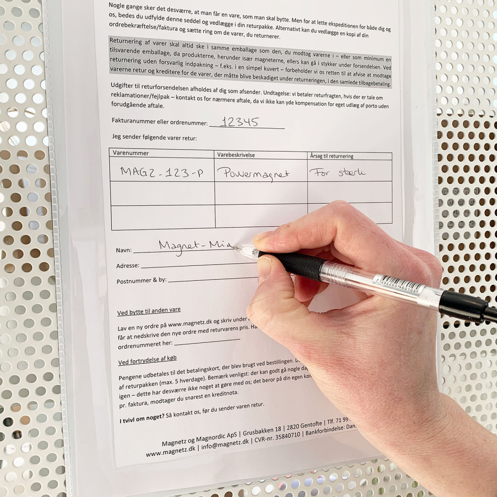 Magnetlomme A4, Hvid m/Skrivefelt