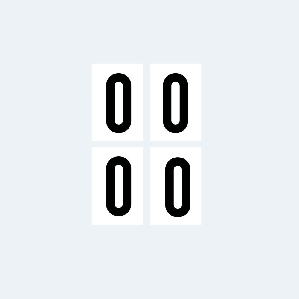 Magnetiske tal extra 0 - Magnetfolie 5x7 cm. (4-pak)