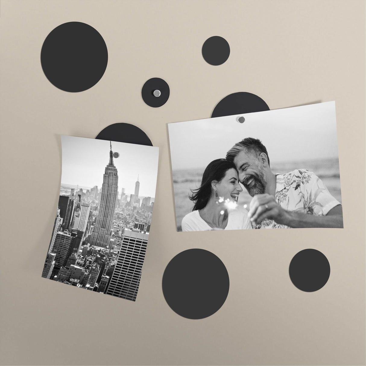 Runde metal-tavler "FLEX" mix, Sort (10-pak)