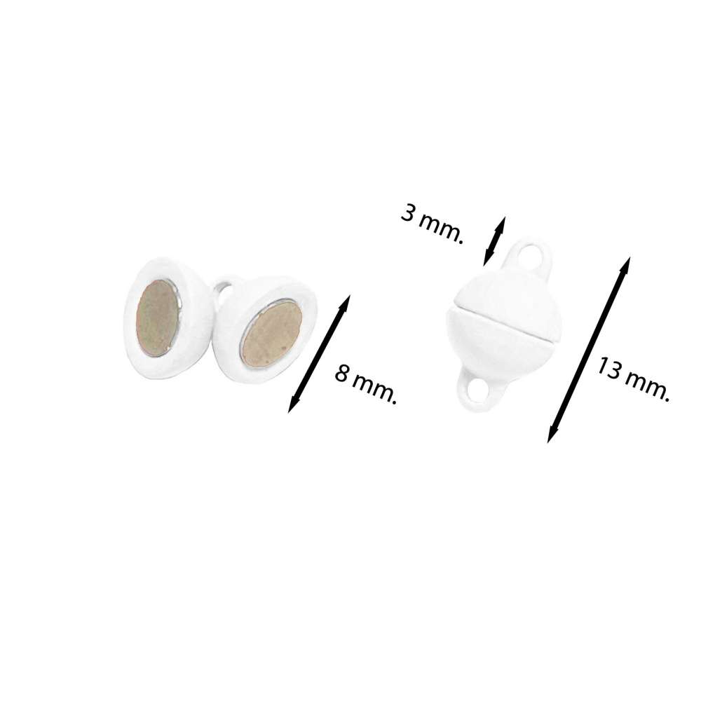 Magnetlås til smykker Ø8 mm., hvid (lille)