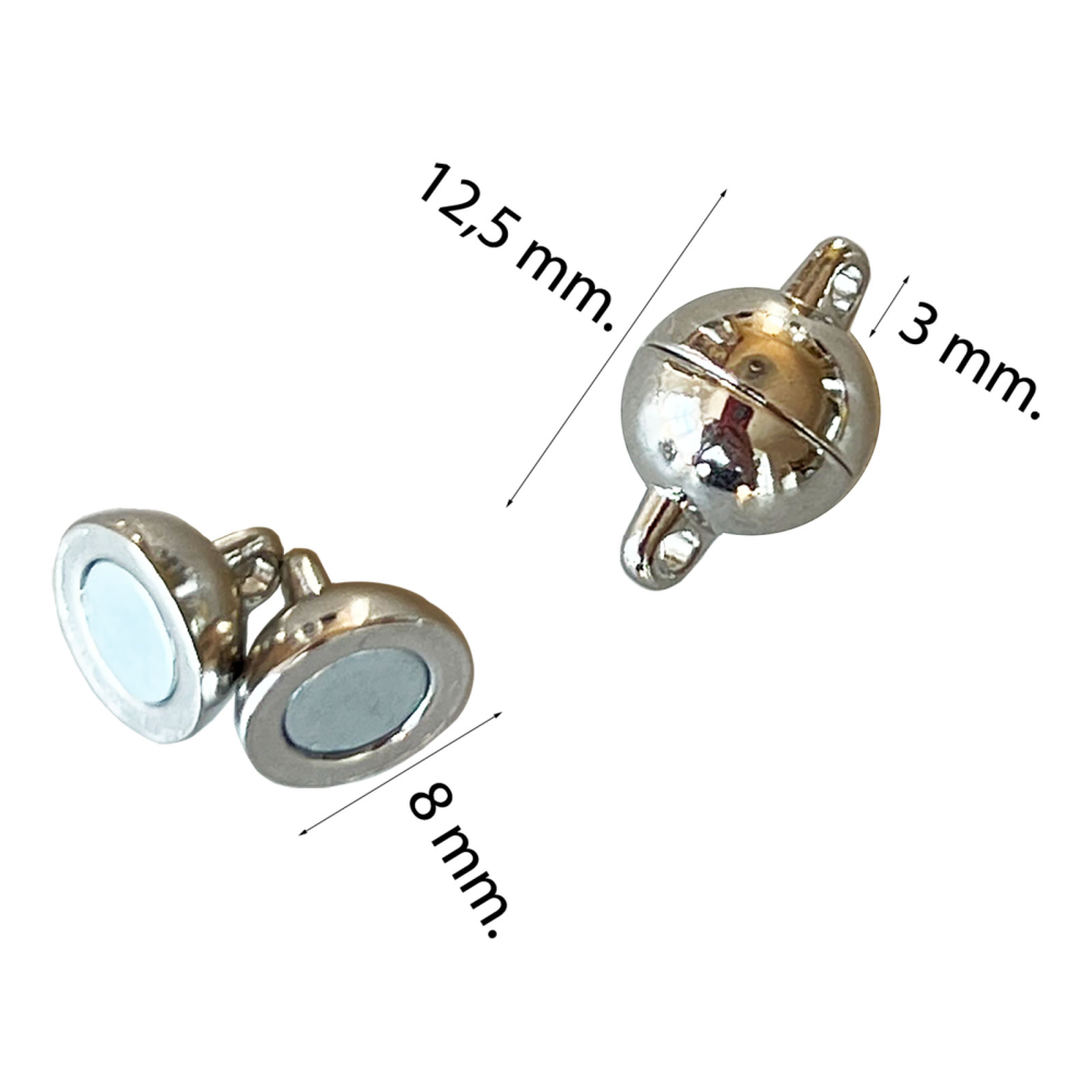 Magnetlås til smykker Ø8 mm., sølv (lille)