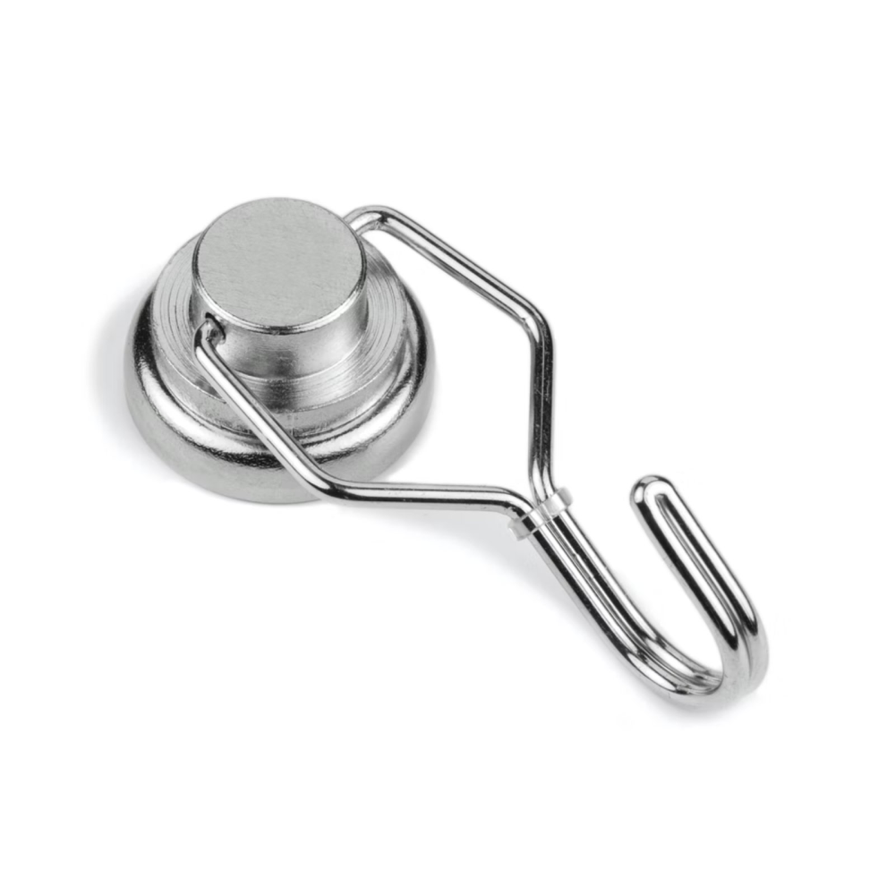Pottemagnet med krog, Ø25 mm. (roterende krog)