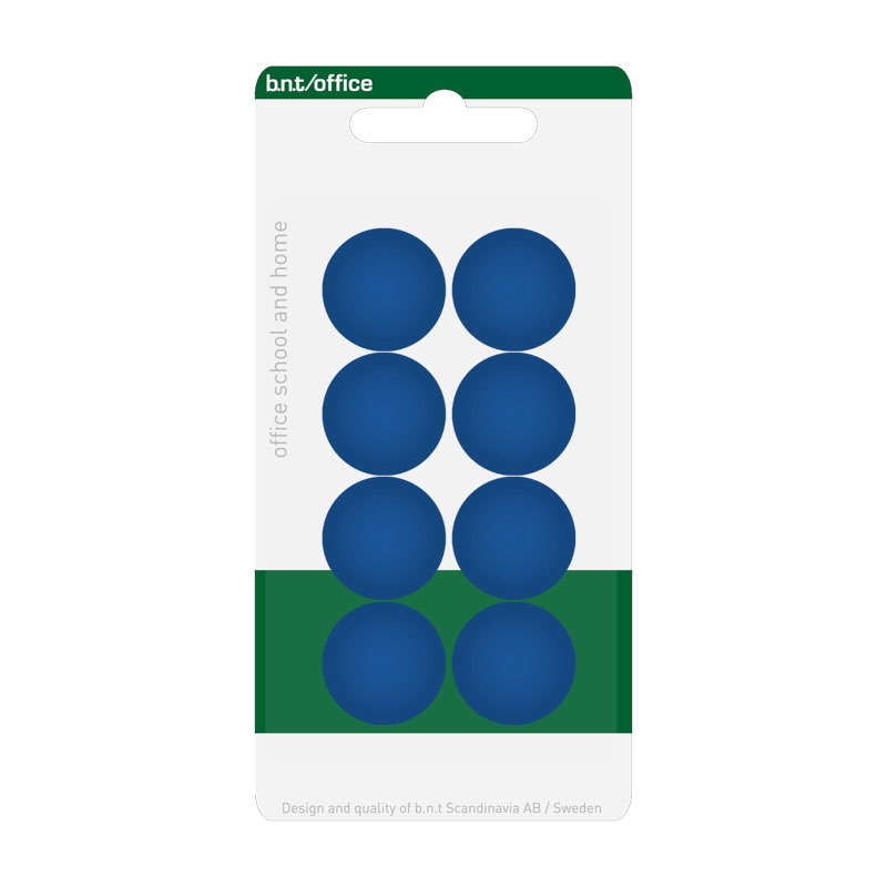 BNT Kontormagnet, Blå Ø20 mm. (8-pak)