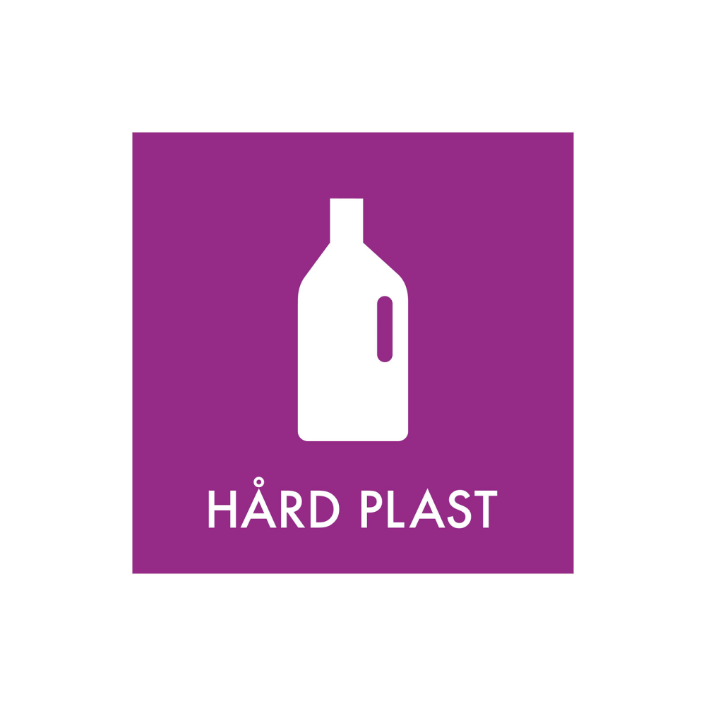 Affaldssortering “hård plast” - magnetskilt 30x30 cm.