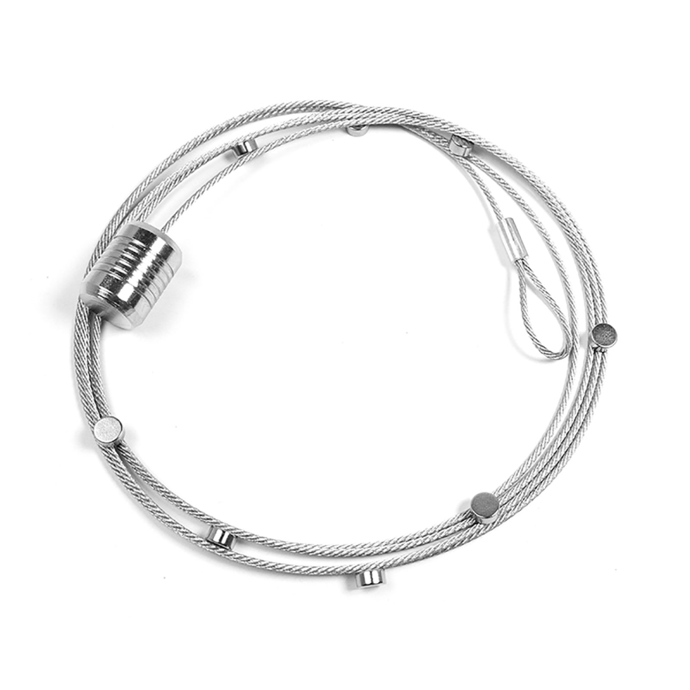 Stål snor m. 8 magneter 6x3 mm. & metallod (150 cm.)