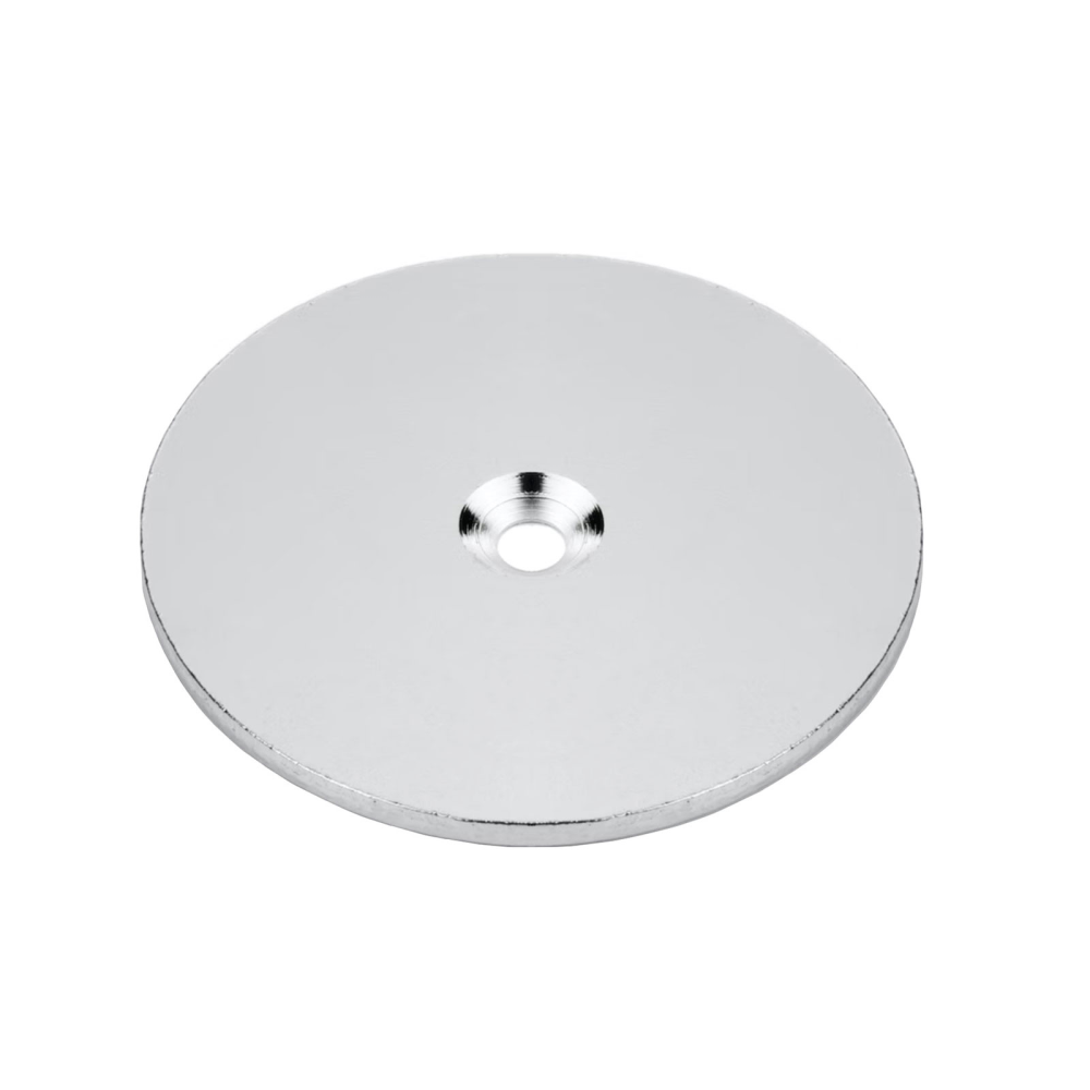 Undersænket metalplade Ø62 mm.