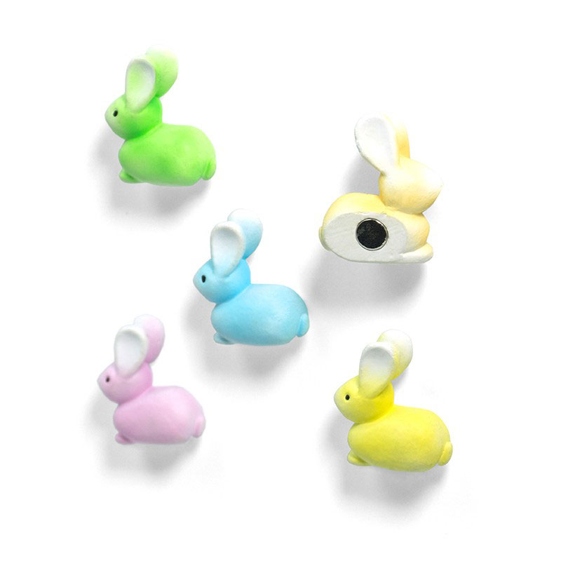 Kaniner i pastelfarver 5-pak - køleskabsmagneter