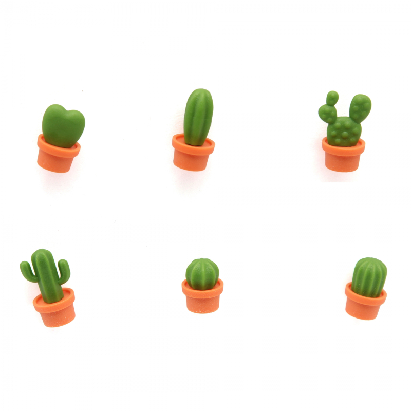 Kaktus i orange 6-pak - køleskabsmagneter