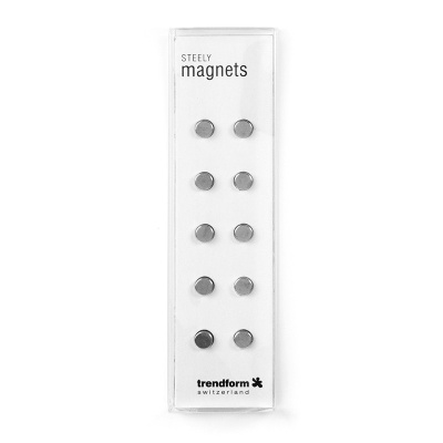 De sølvfarvede power magneter fås i en fin æske - perfekt til gave.