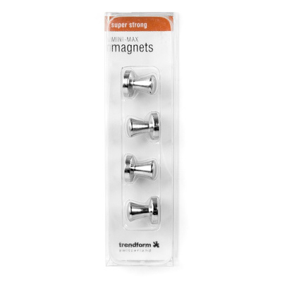Kraftige magneter i metal (4-pak). Leveres i en fin æske.
