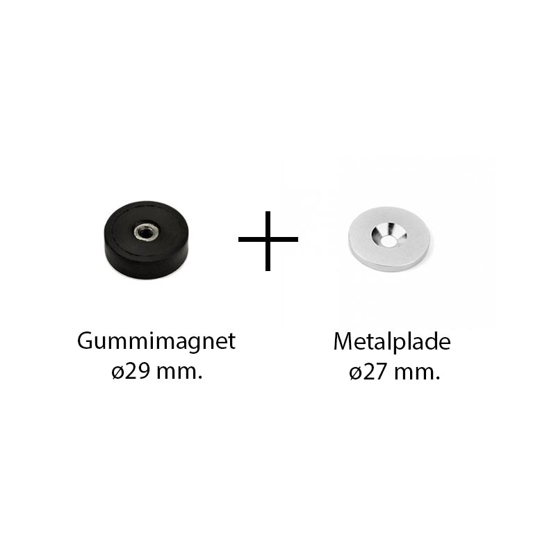 Dørstopper Sæt Gummimagnet + Metalplade (medium) from Magnordic ApS in Denmark