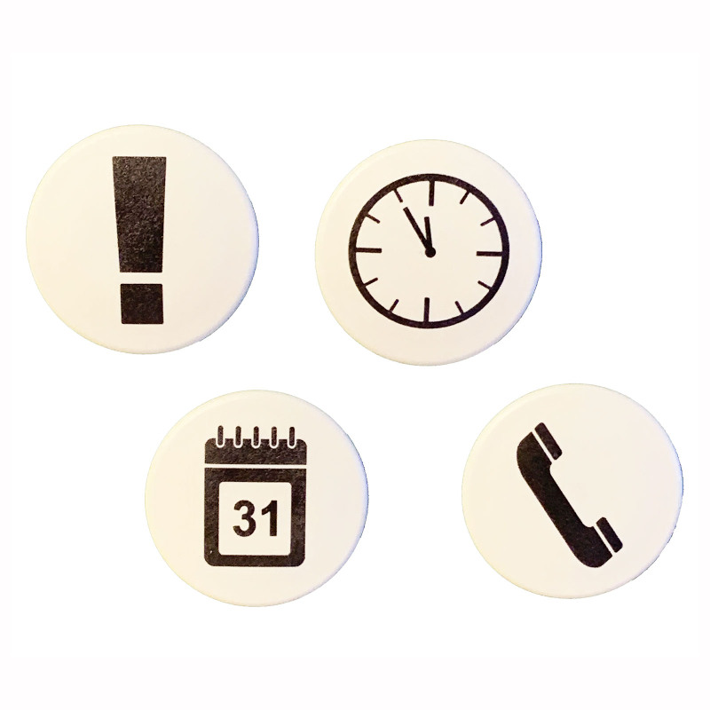 Se Symbolmagneter ON TIME, 4-pak - Kontormagneter hos Magnetz