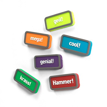 Sjove magneter med tyske ord på - pakke med 6 magneter