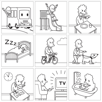 Piktogrammer til børn - serie med 72 forskellige + 8 bonus af dem, der bruges mest i dagligdagen