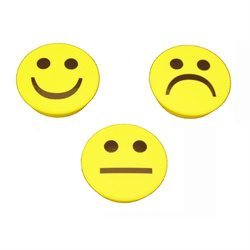 3-pak runde, gule smiley magneter
