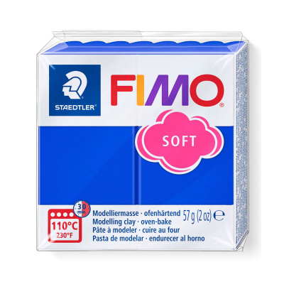 Kobolt blå Fimo Soft ler til DIY projekter. Nemt at arbejde med og kan bages ved 110 grader i ca. 30 minutter (alm. ovn - ikke varmluft)