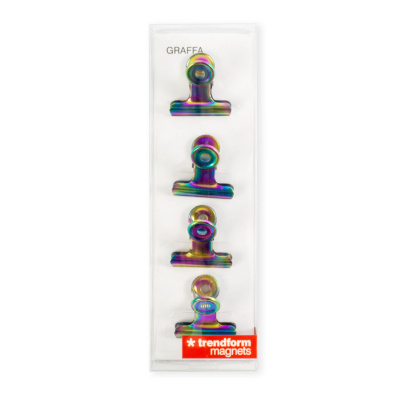 Du får pakke med 4 stk. Graffa Rainbow magneter til en rigtig skarp pris.