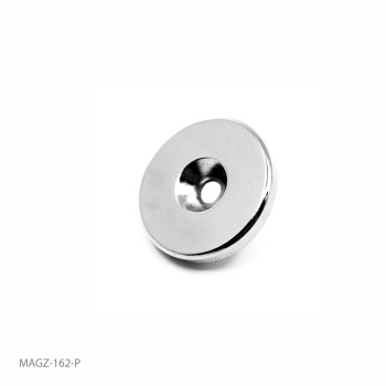 Powermagnet 27x4 mm. med skruehul (undersænket). God til at skrue eller popnitte fast til ting, der skal gøres magnetisk