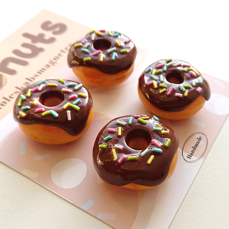 Donut Magneter BROWN, 4-pak - køleskabsmagneter