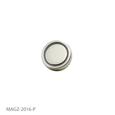 Pottemagnet Ø25 mm. med plan stålpotte Q235 til f.eks. limning eller hvis du bare skal bruge en super stærk magnet med 20 kg. i direkte styrke. Fotos viser magnet fra bunden (den mest magnetiske side).
