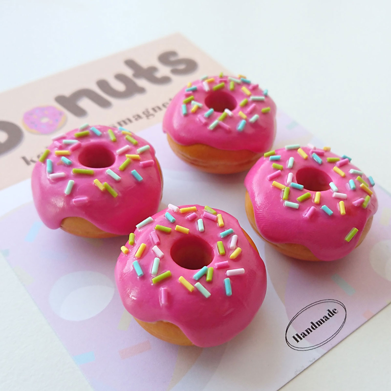Donut Magneter PINK, 4-pak - køleskabsmagneter
