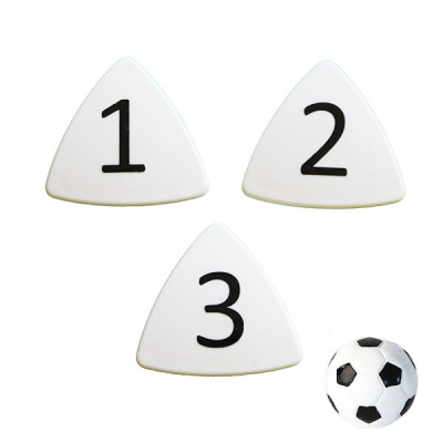 Hvide taktikmagneter nr. 1-11 + fodboldmagnet
