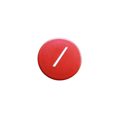 Rød rund kontormagnet med hvid skråstreg