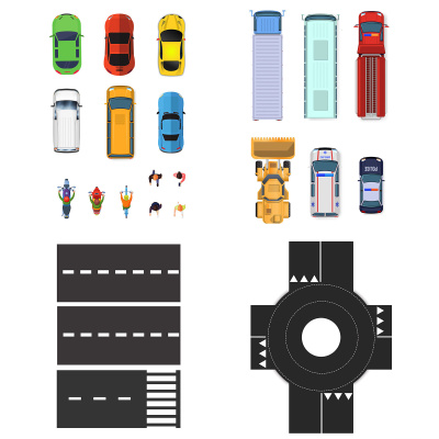 4 ark med køreskolemagneter på. Vi printer trafikmagneterne ud på fleksibelt magnetark, som er nemt at bruge. Vis dine køreskoleelever, hvordan man færdes sikkert i trafikken.