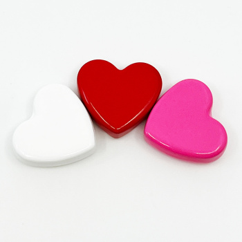 Hjerte magneter til glastavler - lavet af neodymium N30 og med nylon coating. Pakke med 3 stk. i hvid, rød og pink