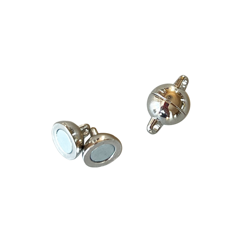 15: Magnetlås til smykker Ø8 mm., sølv (lille)