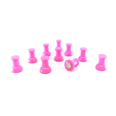 Lyserøde pin-magneter i 10-pak, model STIFT pink. Køb billige stærke magneter til køleskab og kontortavlen online her.