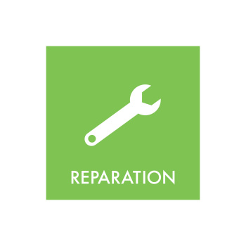 Reparation skiltet bruges bl.a. på genbrugspladsen til at vise sortering af værktøj, men det kan også signalere indgangen til et værksted. Kan hænge på magnetiske metalflader (branddøre, containere m.v.)