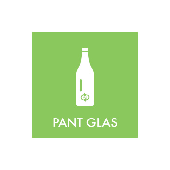 Pant glas piktogram til indsamling af glas-pant. Sørg for at skilte nemt på en metalflade med dette grønne pantskilt, str. 30x30 cm.