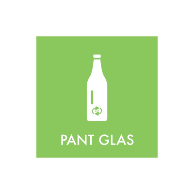 Pant glas piktogram til indsamling af glas-pant. Sørg for at skilte nemt på en metalflade med dette grønne pantskilt, str. 30x30 cm.
