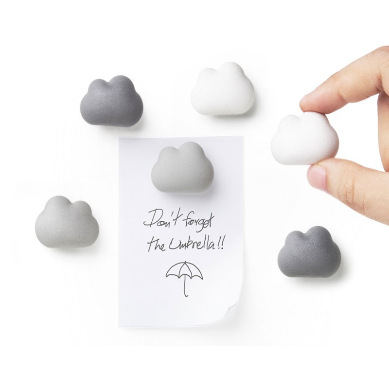 Cloud magneter grå/hvid 6-pak - køleskabsmagneter