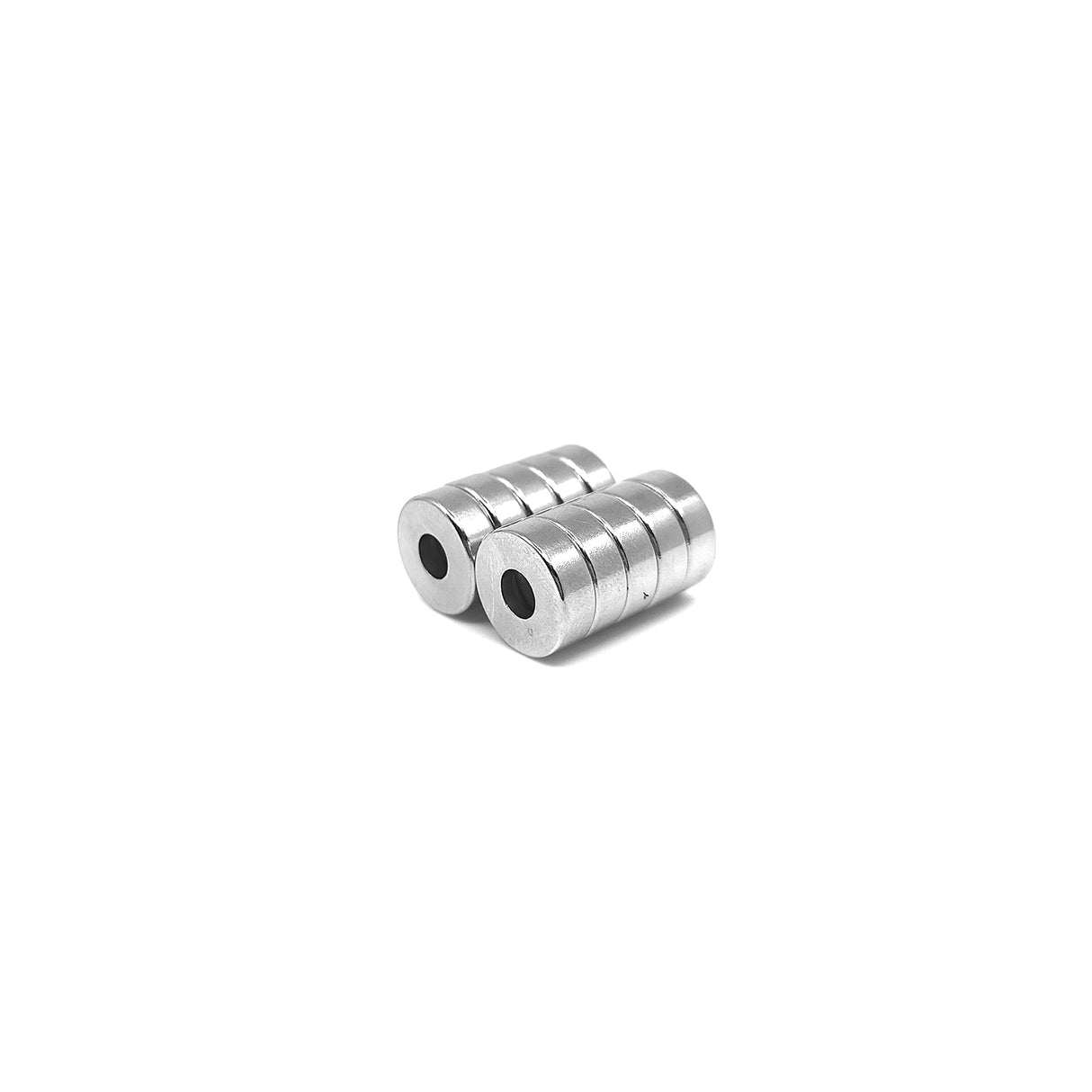 Undersænket powermagnet, Ring 12x4 mm. (N + S) 10-pak