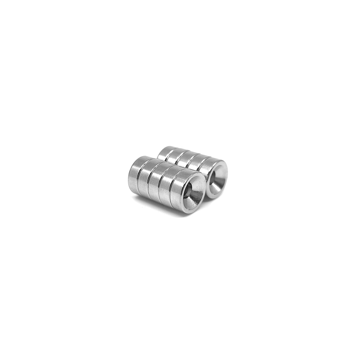 Undersænket powermagnet, Ring 12x4 mm. (N + S) 10-pak