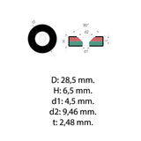 Undersænket gummimagnet 29x7 mm.