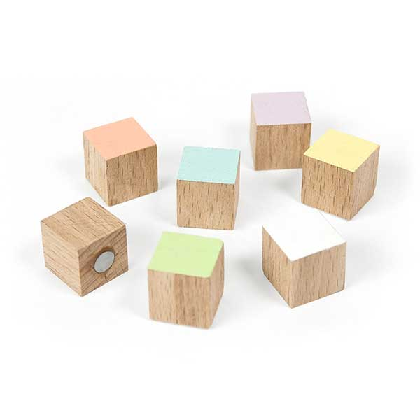 Træ Kuber Magneter, 7-pak - køleskabsmagneter