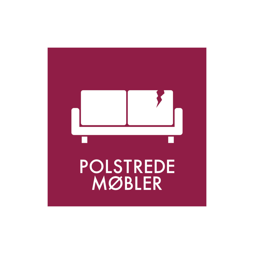 Affaldssortering “polstrede møbler” - magnetskilt 30x30 cm.