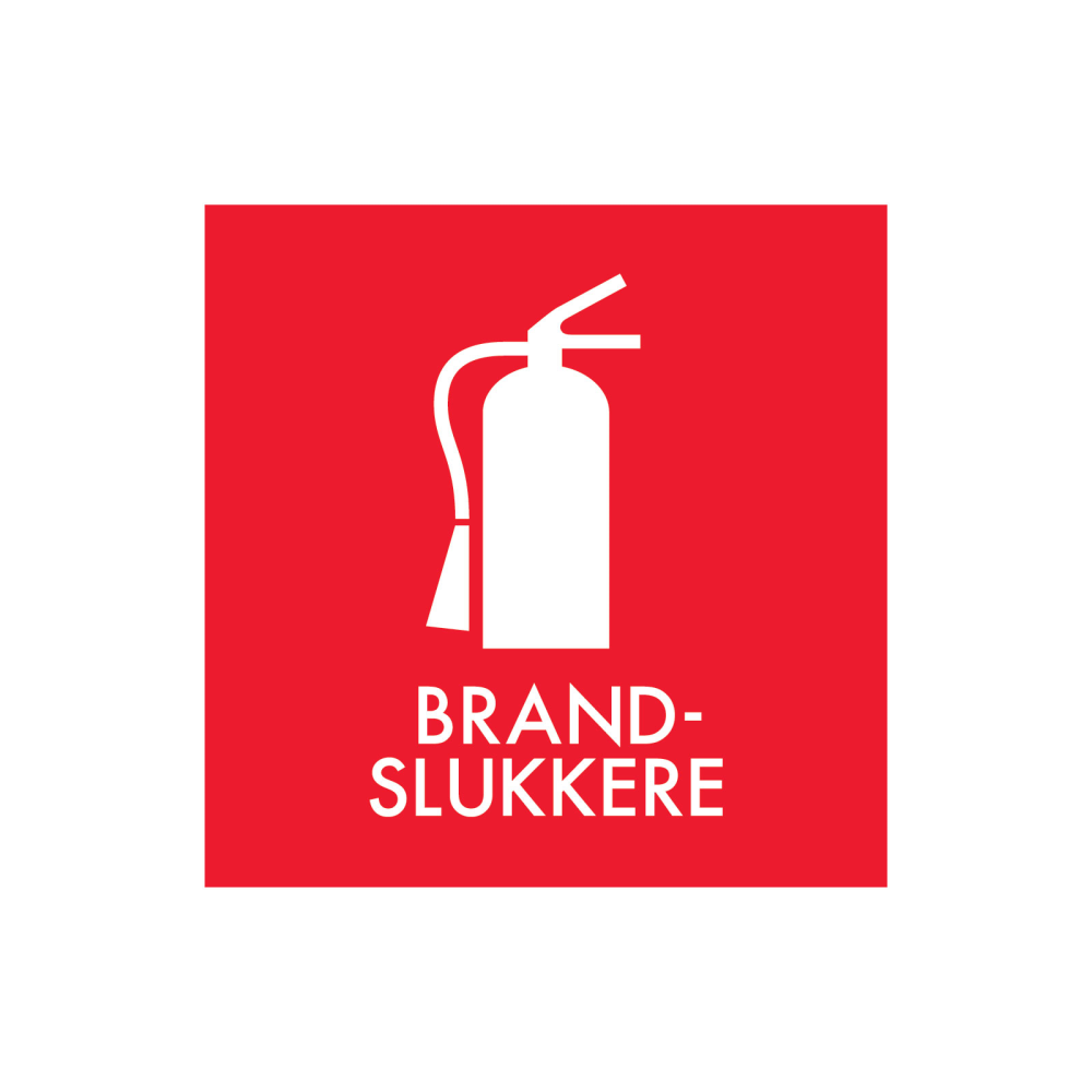 Affaldssortering “brandslukkere” - magnetskilt 30x30 cm.