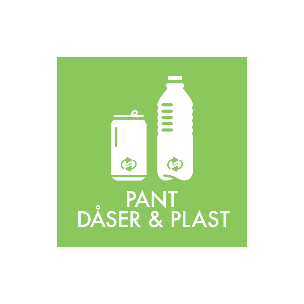 Affaldssortering “pant dåser & plast” - magnetskilt 30x30 cm.