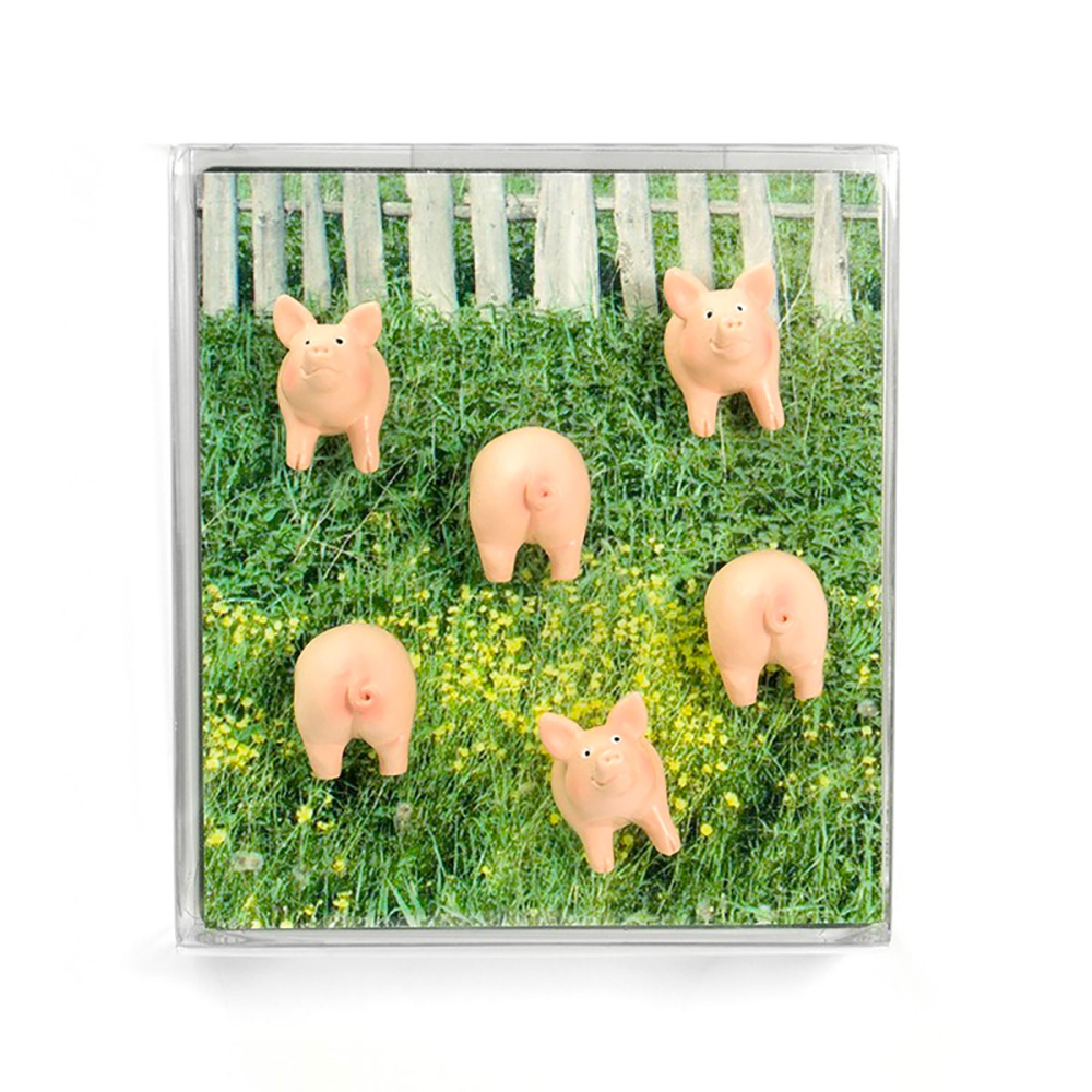 Piggy grise, 6-pak - køleskabsmagneter