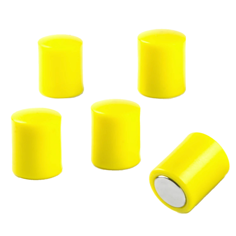 Magnet m. plastik-cover 14x18 mm., Gul (5-pak)