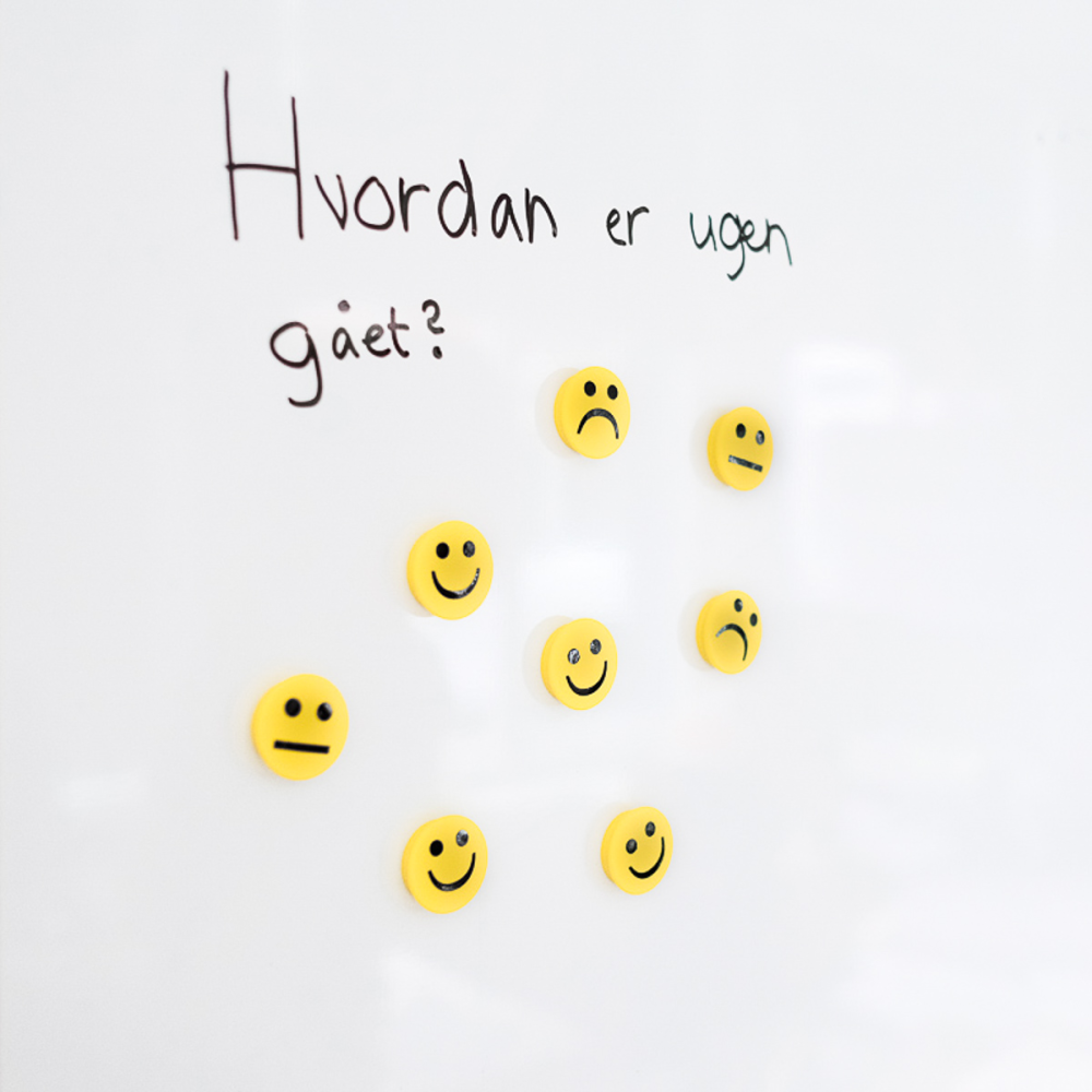 Smiley Magneter, 3-pak gul, Rund - Kraftige magneter